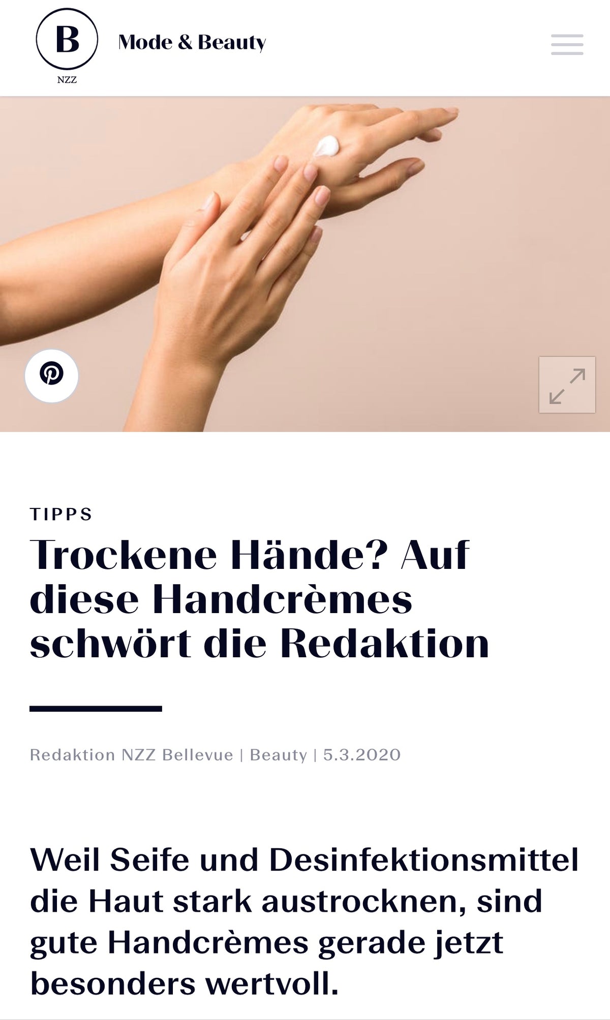 Bellevue NZZ testet SHEA YEAH Hand Balm 