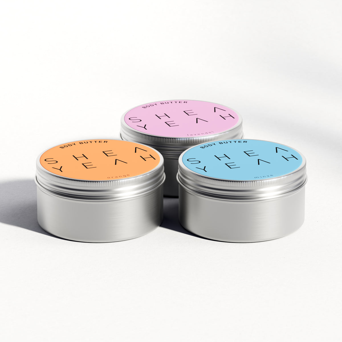 Shea Yeah Body Butter Trio mit Orange, Lavendel und Minze, Naturkosmetik mit Sheabutter.